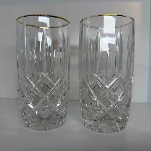 Gorham Lead Crystal Lady Anne Highball Glasses with Gold Rim